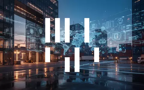 Abstraktes Bild eines globalen Logistik-Hubs bei Dämmerung mit Fokus auf internationalem Handel und Datenflüssen. - Foto: über boerse-global.de