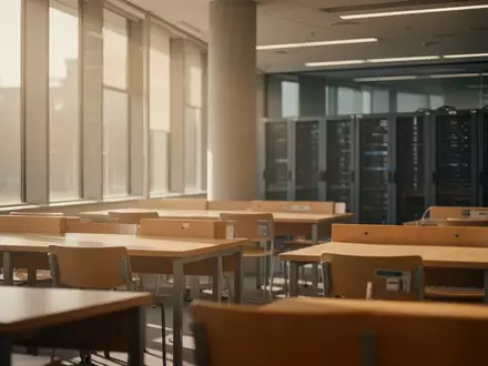 Ein moderner, leerer Lernbereich in einer Universitätsbibliothek mit natürlichem Lichteinfall. - Foto: über boerse-global.de