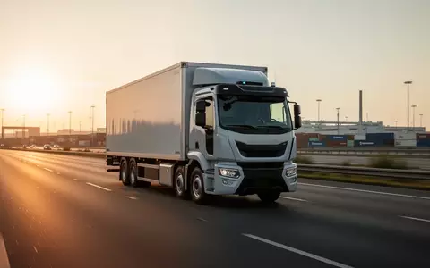 Ein autonomer Lastkraftwagen auf einer Autobahn bei Sonnenuntergang als Symbol für moderne Logistiktechnologie. - Foto: über boerse-global.de