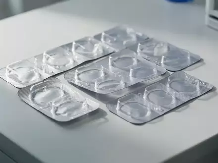 Leere pharmazeutische Blisterpackungen auf einem sterilen Labortisch. - Foto: über boerse-global.de