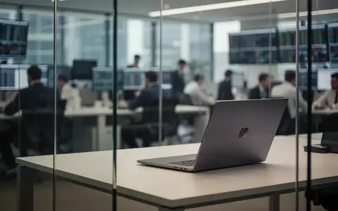 Ein professioneller, verschwommener Handelsraum mit einem sauberen Arbeitsplatz und einem Laptop in einer modernen Büroumgebung. - Foto: über boerse-global.de
