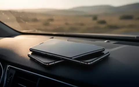 Ein Smartphone auf einem Autodach mit Blick aus dem Fenster auf eine vorbeiziehende Landschaft. - Foto: über boerse-global.de