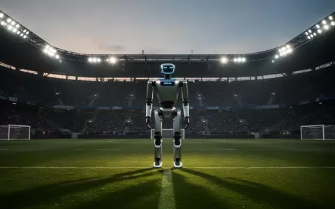 Der humanoide Atlas-Roboter steht in der Mitte eines leeren Fußballstadions bei Dämmerung. - Foto: über boerse-global.de
