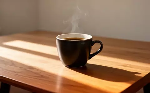 Eine dunkle Espressotasse auf einem Holztisch bei sanftem Morgenlicht. - Foto: über boerse-global.de