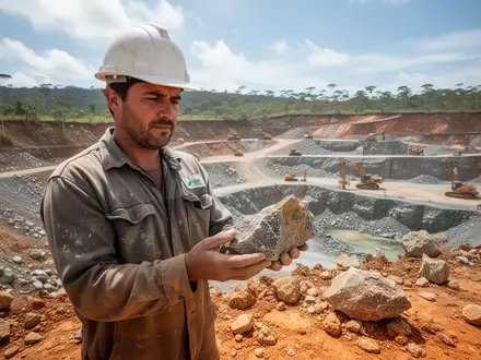 Geologe bei der Untersuchung von Gesteinsproben in einem brasilianischen Bergbaugebiet. - Foto: über boerse-global.de