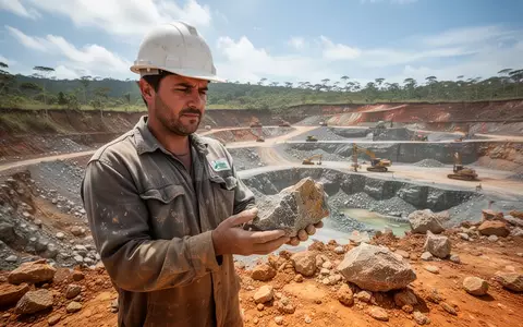 Geologe bei der Untersuchung von Gesteinsproben in einem brasilianischen Bergbaugebiet. - Foto: über boerse-global.de