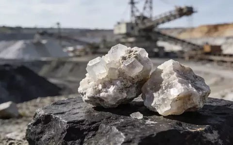 Nahaufnahme von Lithium-Erzmineralien auf einer dunklen Oberfläche vor einem unscharfen Hintergrund. - Foto: über boerse-global.de