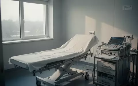 Ein steriler, modern eingerichteter Behandlungsraum in einer Klinik mit einem leeren Patientenbett und medizinischen Geräten. - Foto: über boerse-global.de