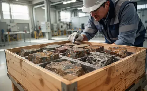 Geologe untersucht Gesteinsproben aus einem Bohrloch in einem modernen Bergbau-Labor. - Foto: über boerse-global.de