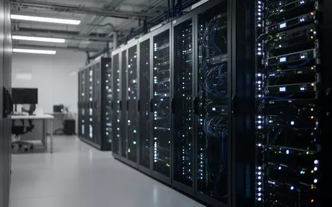 Moderne Server-Infrastruktur in einem klimatisierten Rechenzentrum mit leuchtenden Status-LEDs. - Foto: über boerse-global.de