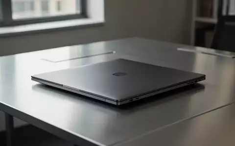 Ein hochwertiges, minimalistisches Laptopgehäuse auf einer metallischen Schreibtischoberfläche. - Foto: über boerse-global.de