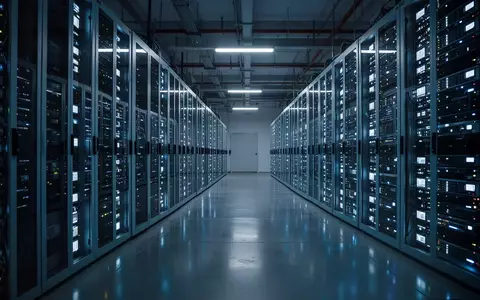 Moderne Serverräume eines Rechenzentrums in Shanghai mit blau leuchtenden Rack-Systemen in einer industriellen Umgebung. - Foto: über boerse-global.de