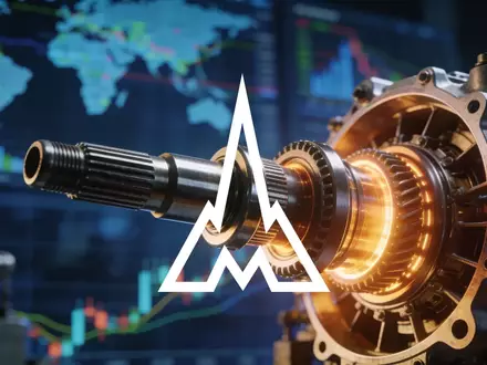 Abstraktes, atmosphärisches Bild eines hochwertigen Industriemaschinenteils vor einem verschwommenen Finanzhintergrund. - Foto: über boerse-global.de