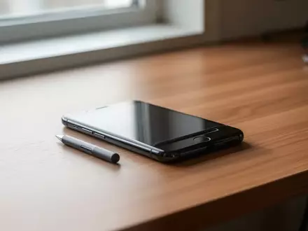 Ein modernes Smartphone liegt auf einem schlichten Holztisch in einer hellen, minimalistischen Arbeitsumgebung. - Foto: über boerse-global.de