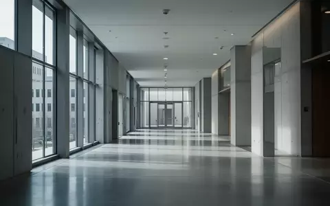 Moderner, leerer Flur in einem Regierungsgebäude mit minimalistischer Architektur und einfallendem Tageslicht. - Foto: über boerse-global.de