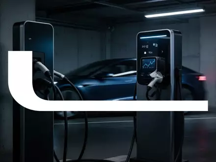 Abstrakte Darstellung einer modernen Ladestation für Elektroautos in einer stimmungsvollen, minimalistischen Industriehalle - Foto: über boerse-global.de