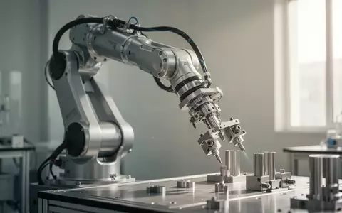 Ein hochmoderner Roboterarm in einem minimalistischen Labor mit natürlichem Licht. - Foto: über boerse-global.de