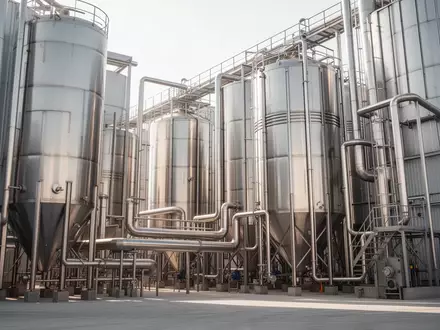 Moderne Industrieanlage zur Zuckerverarbeitung mit Edelstahlsilos bei natürlichem Tageslicht. - Foto: über boerse-global.de