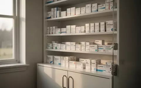 Ein aufgeräumter Medizinschrank in einer Landarztpraxis mit ordentlich sortierten Medikamentenpackungen. - Foto: über boerse-global.de