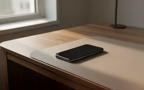 Ein ausgeschaltetes Smartphone liegt auf einem modernen Holzschreibtisch in einem hellen, aufgeräumten Wohnraum. - Foto: über boerse-global.de