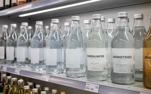 Regal mit verschiedenen Mineralwasserflaschen und ungesüßten Getränken in einem Supermarkt. - Foto: über boerse-global.de