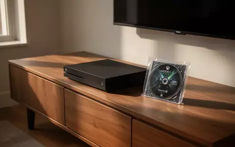 Eine Xbox Series X Konsole neben einer Spiele-Disc auf einem modernen Medienmöbel. - Foto: über boerse-global.de