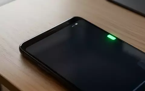 Nahaufnahme eines modernen Smartphones auf einem Holztisch mit einem leuchtenden grünen Punkt als Sicherheitsindikator. - Foto: über boerse-global.de