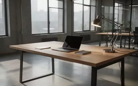 Ein minimalistischer, moderner Arbeitsplatz in einem Startup-Büro mit Laptop und Schreibtischlampe bei natürlichem Licht. - Foto: über boerse-global.de