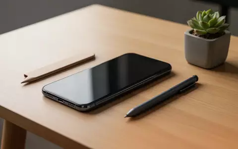 Ein Smartphone liegt auf einem minimalistischen Holztisch neben einer kleinen Pflanze, fotografiert im redaktionellen Stil. - Foto: über boerse-global.de