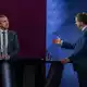 CDU-Spitzenkandidat Sven Schulze und AfD-Spitzenkandidat Ulrich Siegmund lieferten sich ein Duell, bevor die Runde bei der MDR-Wahlarena erweitert wurde. - Bild: Klaus-Dietmar Gabbert/dpa