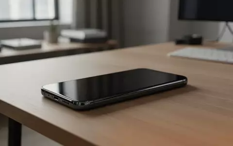 Ein modernes Smartphone liegt auf einem hölzernen Schreibtisch mit dunklem Bildschirm in einem hellen, modernen Büro. - Foto: über boerse-global.de