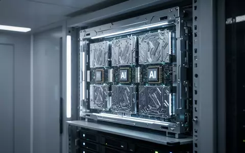 Ein hochmodernes Server-Rack mit spezialisierter KI-Hardware in einem professionellen Rechenzentrum. - Foto: über boerse-global.de
