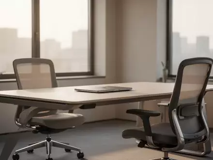 Ein leerer moderner Büroarbeitsplatz mit einem geschlossenen Laptop auf einem Schreibtisch bei natürlichem Morgenlicht. - Foto: über boerse-global.de