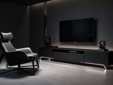 Modernes, minimalistisch gestaltetes Gaming-Möbelset in einem hellen Wohnraum mit klaren Linien und funktionalem Design. - Foto: über boerse-global.de
