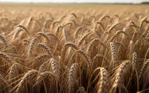 Nahaufnahme von goldenen Weizenähren auf einem Feld im weichen Sonnenlicht. - Foto: über boerse-global.de