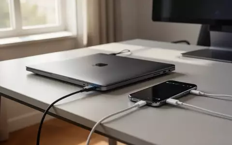 Ein geschlossener Laptop und ein Smartphone liegen auf einem Schreibtisch und werden aufgeladen. - Foto: über boerse-global.de