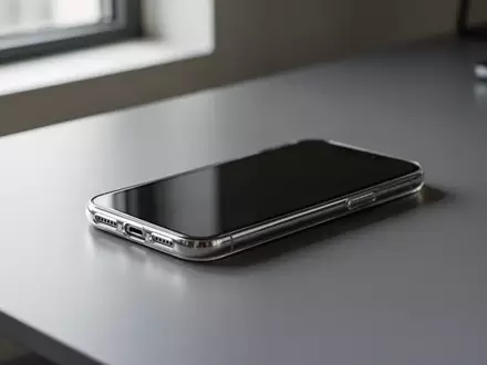 Ein minimalistisches Smartphone mit transparenter Rückseite liegt auf einem Schreibtisch. - Foto: über boerse-global.de