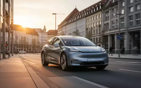 Ein autonomes Elektrofahrzeug fährt auf einer modernen Straße in München während des Sonnenuntergangs. - Foto: über boerse-global.de
