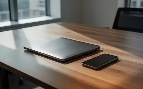 Ein geschlossener Laptop und ein Smartphone auf einem minimalistischen Bürotisch in einer ruhigen Arbeitsumgebung. - Foto: über boerse-global.de
