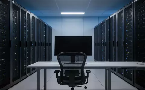 Ein moderner, minimalistischer Serverraum mit einer dunklen, inaktiven Computer-Workstation im Vordergrund. - Foto: über boerse-global.de