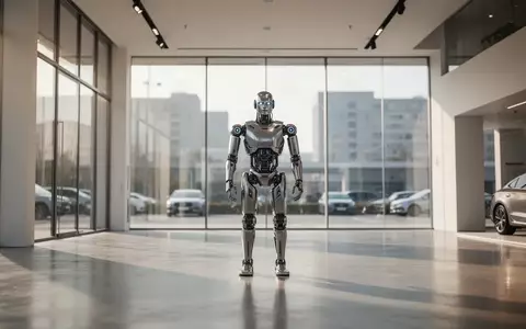 Ein hochmoderner, minimalistischer Verkaufsraum mit einem humanoiden Roboter, der in einer hellen, sauberen Umgebung steht. - Foto: über boerse-global.de