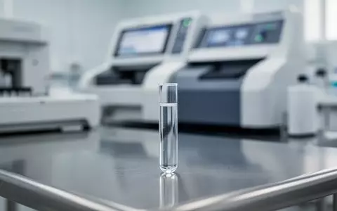 Ein medizinisches Labor mit einem modernen Analysegerät und einer Blutprobe in einem Reagenzglas. - Foto: über boerse-global.de