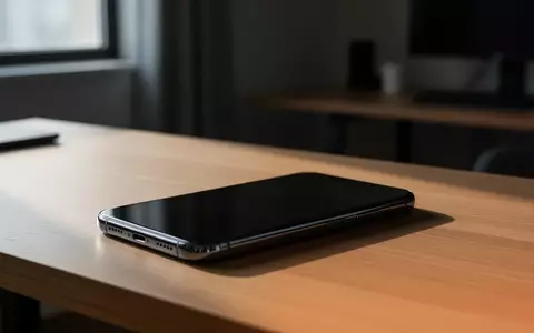 Ein modernes Smartphone liegt auf einem Schreibtisch aus Holz mit weichem Lichteinfall, das Display ist dunkel. - Foto: über boerse-global.de