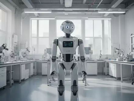 Ein moderner, humanoider Roboter in einem hellen, minimalistischen Laborraum. - Foto: über boerse-global.de