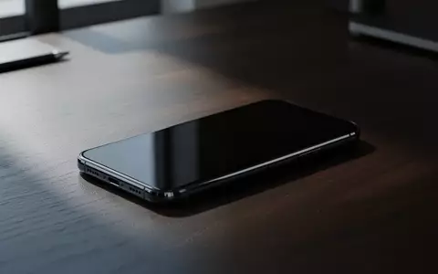 Ein modernes Smartphone mit ausgeschaltetem Bildschirm auf einem dunklen Büroschreibtisch. - Foto: über boerse-global.de