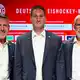 Sie wollen langfristig zusammenarbeiten: DEB-Vorstandschef Frank Lutz, der neue Bundestrainer André Rankel und Sportvorstand Christian Künast (v.l.).    - Bild: A4366 Sven Hoppe/dpa