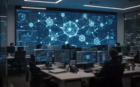 Ein modernes Cybersecurity-Kontrollzentrum mit leuchtenden Datenvisualisierungen in einem professionellen Büro. - Foto: über boerse-global.de