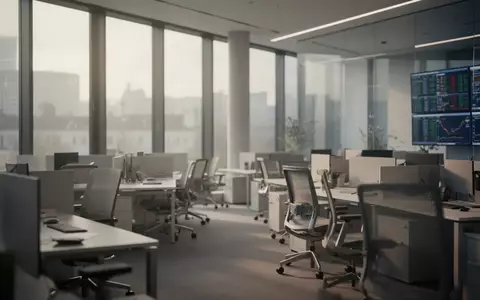 Leerer, moderner Handelsraum in Frankfurt bei morgendlichem Licht. - Foto: über boerse-global.de