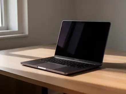 Moderner, minimalistischer Schreibtisch mit einem Laptop in einer hellen, professionellen Arbeitsumgebung. - Foto: über boerse-global.de