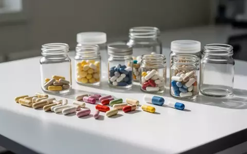 Verschiedene Nahrungsergänzungsmittel in Kapselform und Glasbehälter auf einem Labortisch. - Foto: über boerse-global.de